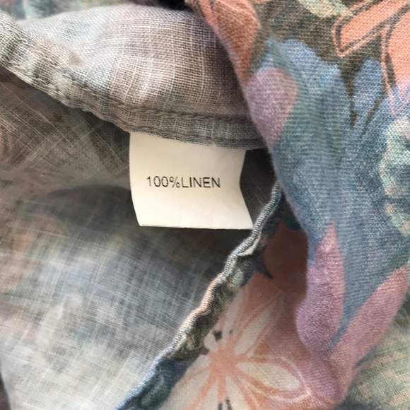 2/$50 MICHAEL’S Floral Linen Button Down Shirt Size Medium - Picture 7 of 8